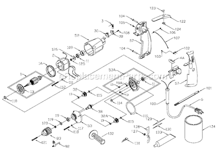 Part Location Diagram of 697679 Porter Cable Second Idler Assembly